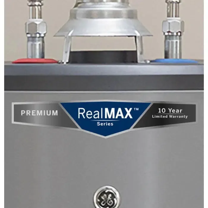 GE RealMAX Atmospheric Premium Model 40 Gallon Capacity 40,000 BTU Heating Input Tall Natural Gas Water Heater