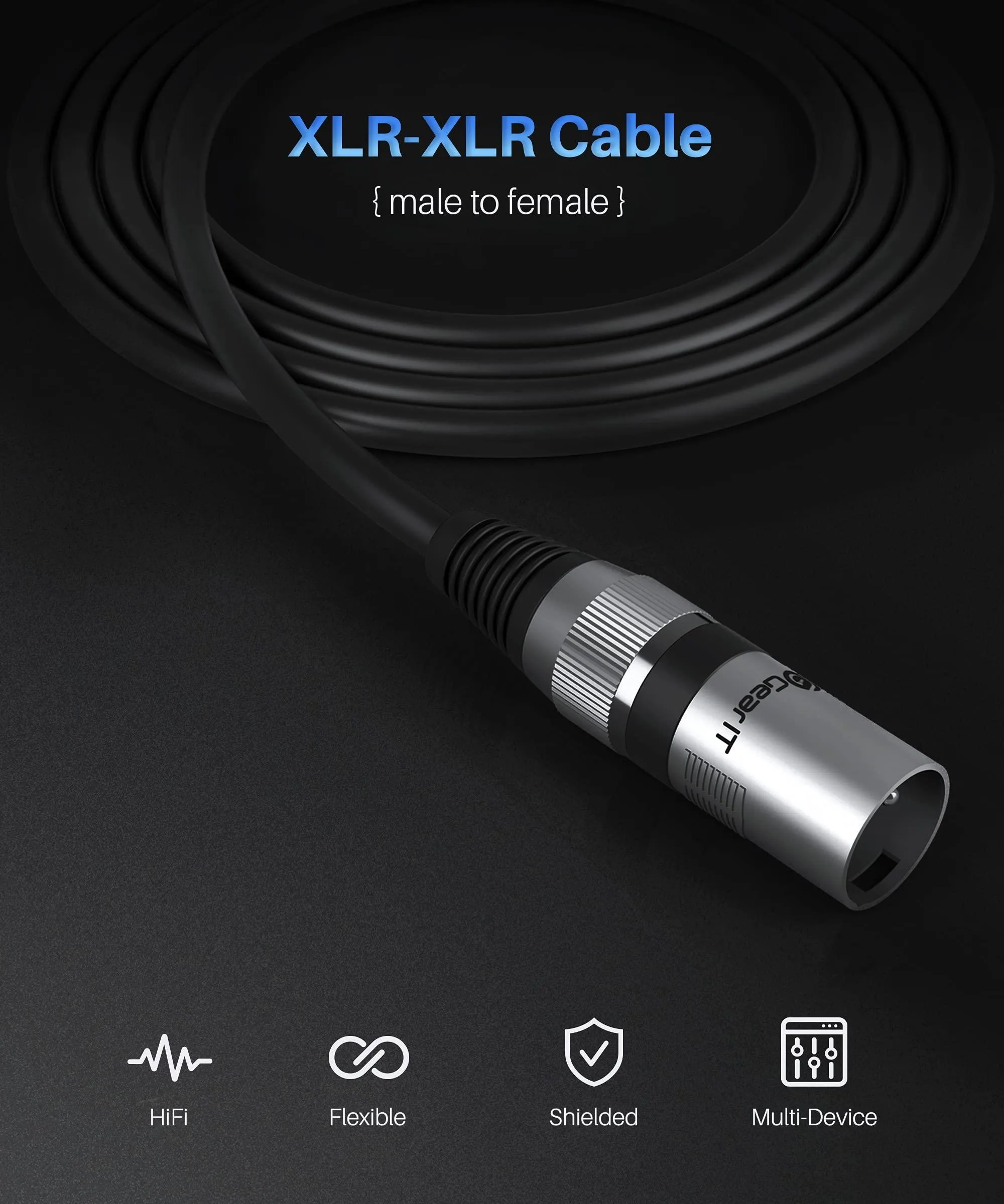 GearIT XLR to XLR Microphone Cable (10 Feet, 6-Pack).
