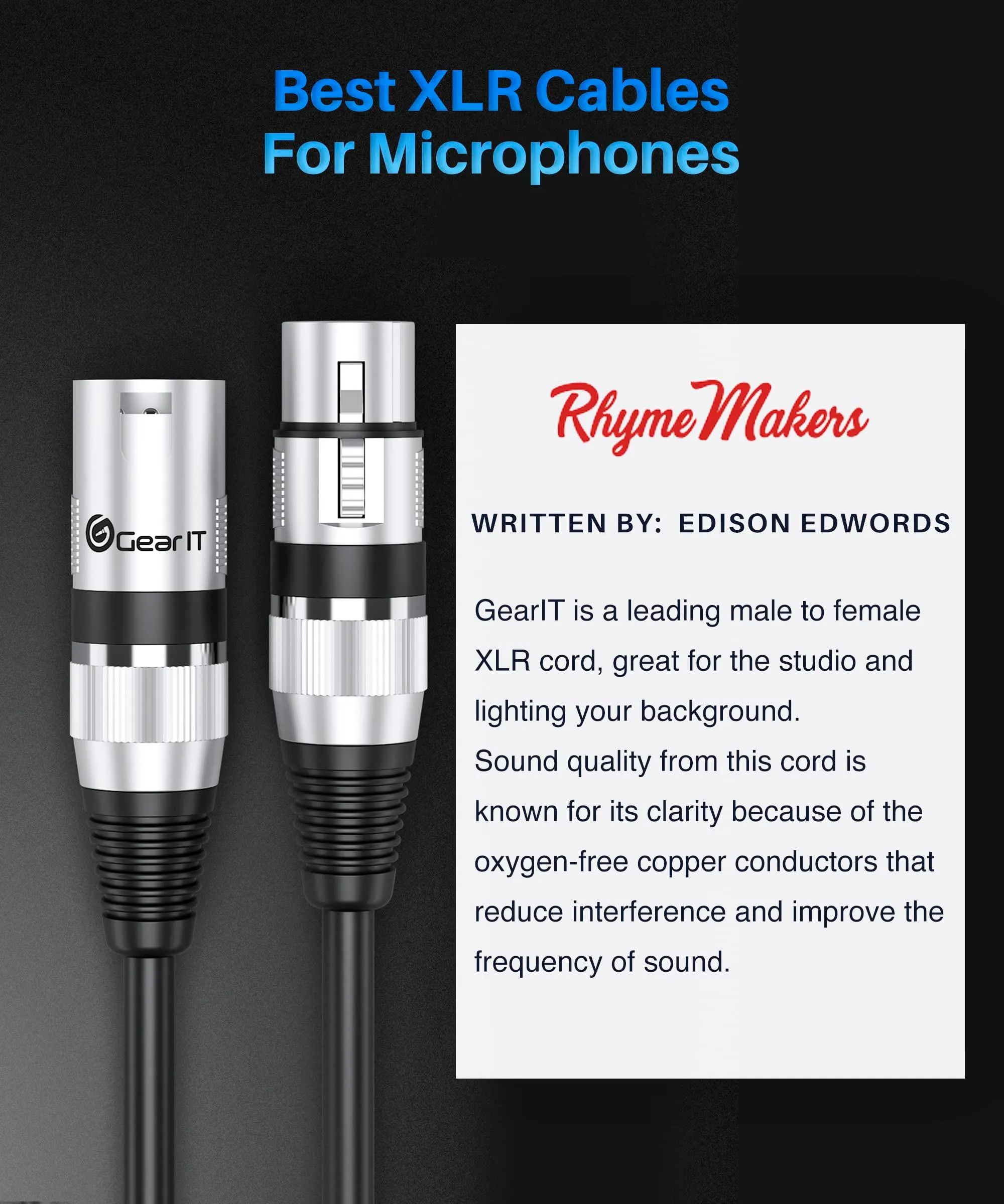 GearIT XLR to XLR Microphone Cable (10 Feet, 6-Pack).