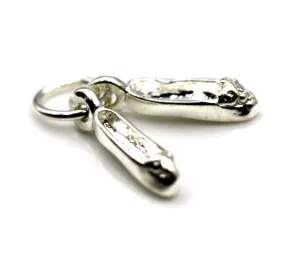 Genuine Sterling Silver 925 Ballet Shoes Slippers Dance Charm Pendant