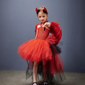 Halloween party cosplay horror costume for little girls aged 2-12 new children's stage performance  trailing girl dress accessory set