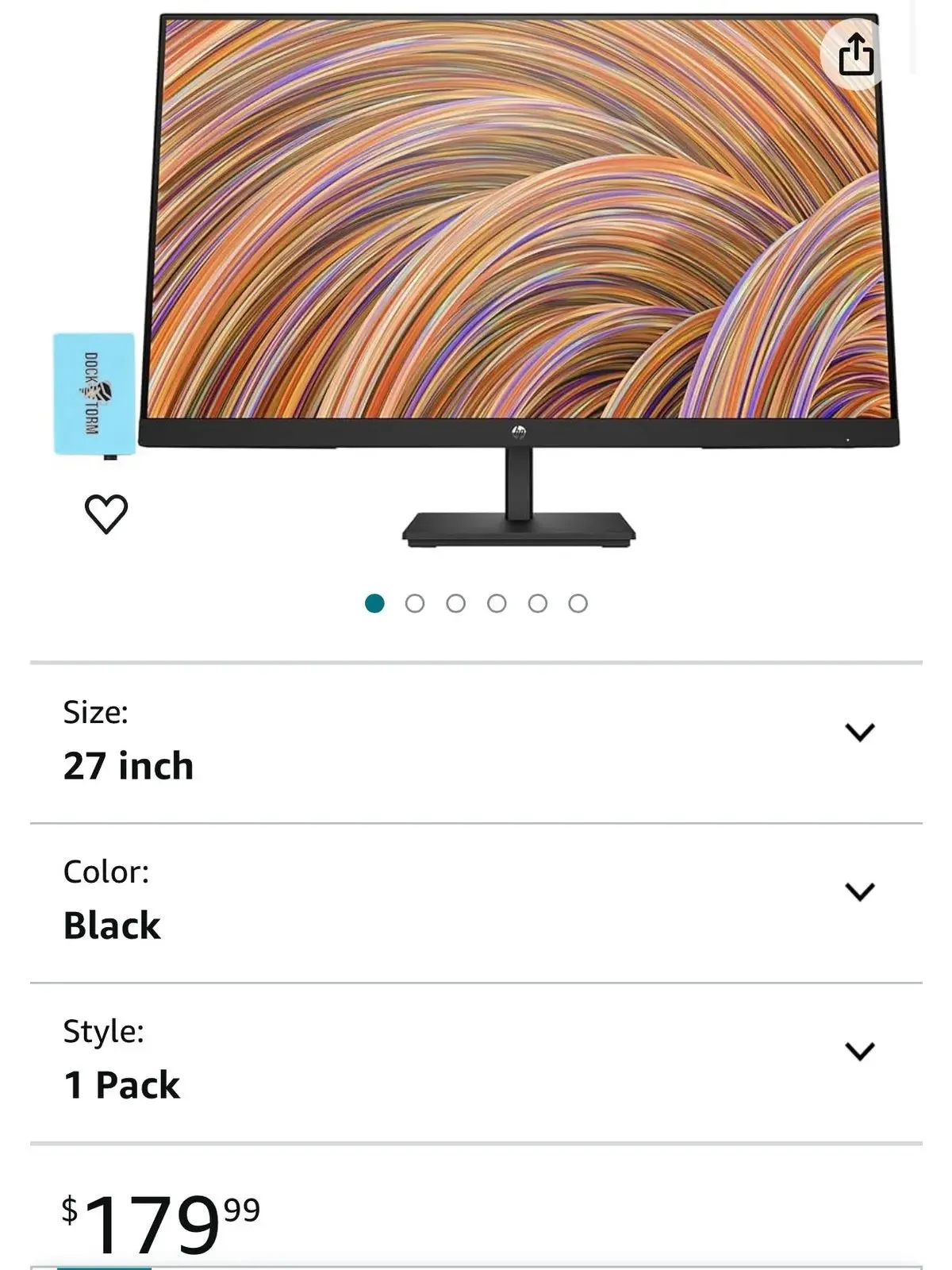 HP 27" FHD IPS (1920x1080) Monitor Bundle with Docztorm Dock, 75 Hz Refresh Rate, 1 HDMI 1.4, 1 Display Port 1.2, 1 VGA, Anti-Glare, Ideal for Office Work, Black (2024 Latest Model)