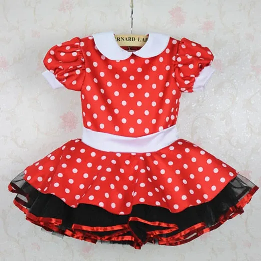 JZC844 Hairbow Included! Adorable Red- White Polka Dots -Cute Dance Costume for Girls
