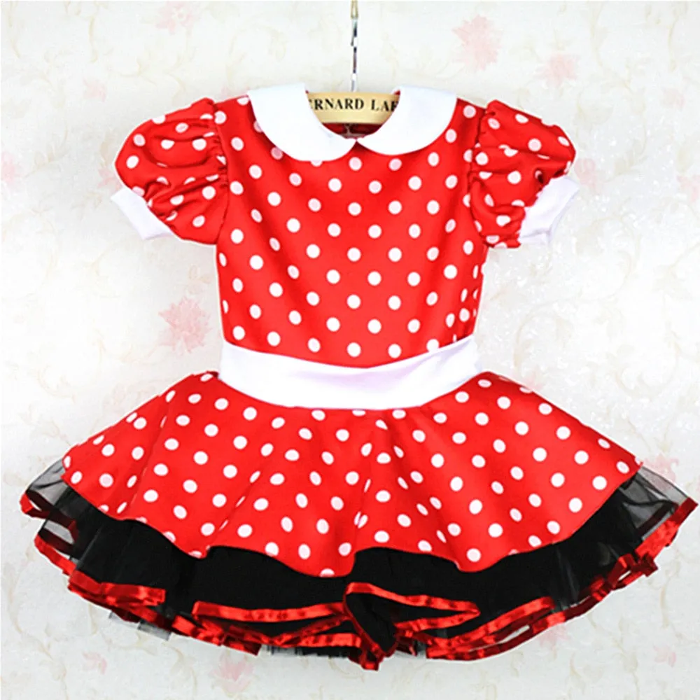 JZC844 Hairbow Included! Adorable Red- White Polka Dots -Cute Dance Costume for Girls