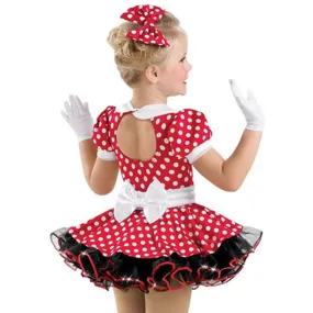 JZC844 Hairbow Included! Adorable Red- White Polka Dots -Cute Dance Costume for Girls