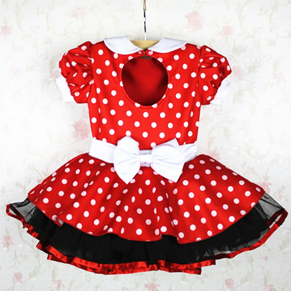 JZC844 Hairbow Included! Adorable Red- White Polka Dots -Cute Dance Costume for Girls