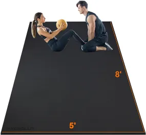 Large Exercise Mat 8'x5'x7mm Workout Mat for Home Gym Mats Exercise Gym Flooring Rubber Fitness Mat Large Yoga Mat Cardio Mat for Weightlifting, Jump Rope, MMA, Stretch, Plyo, HIIT, Shoe-Friendly