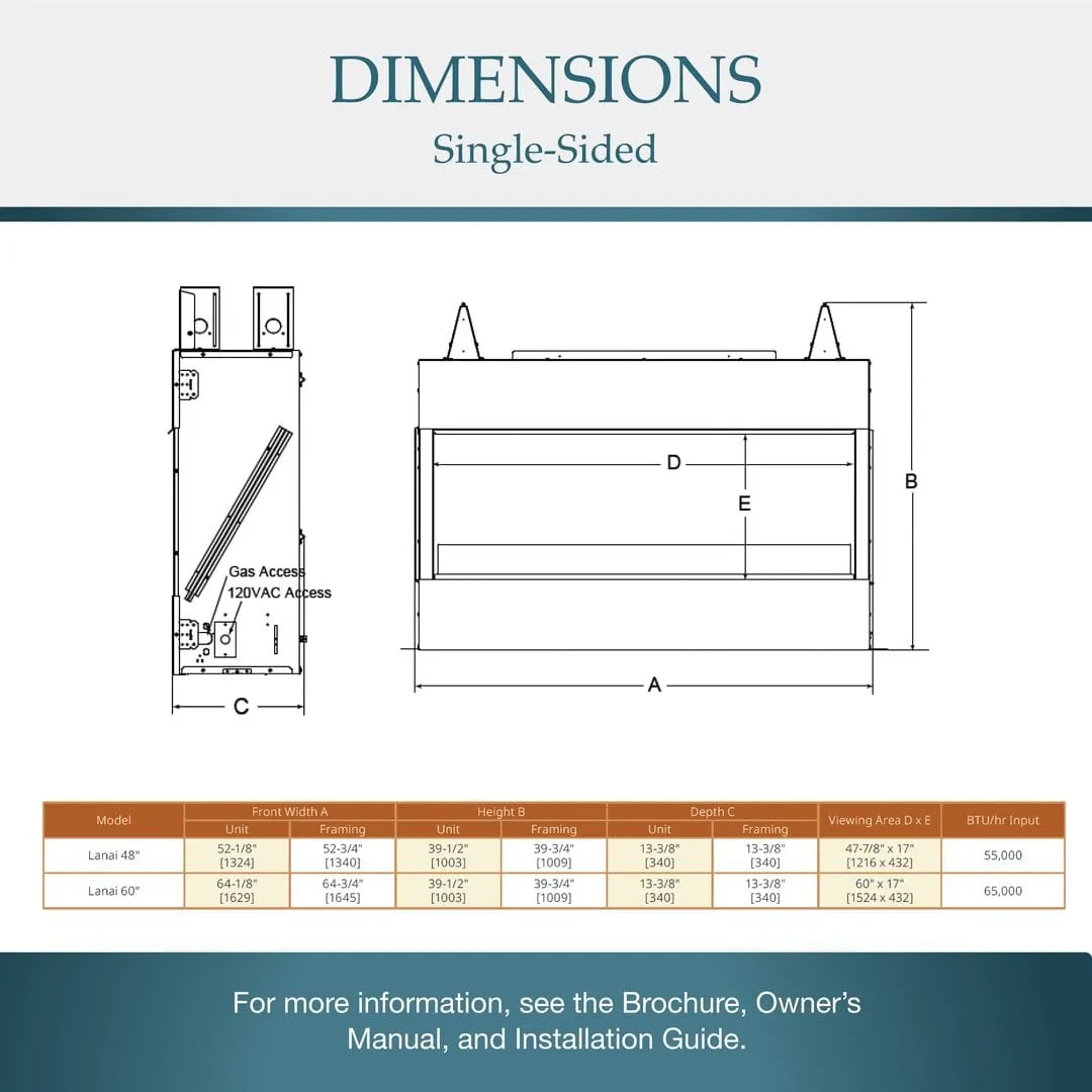 Majestic Lanai See-Through 48" Outdoor Linear Vent Free Gas Fireplace ODLANAIGST-48