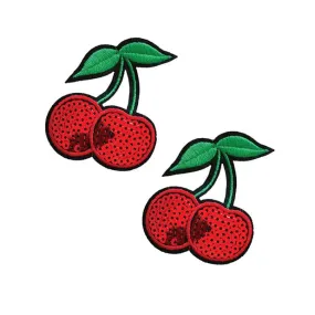 Neva Nude - Sequin Cherry Pasties Nipple Covers O/S (Red)