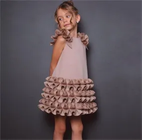 New Summer Birthday Party Girls' Princess Dress with Small Flying Sleeves Elegant and Comfortable Stage Performance Children's Evening Dress