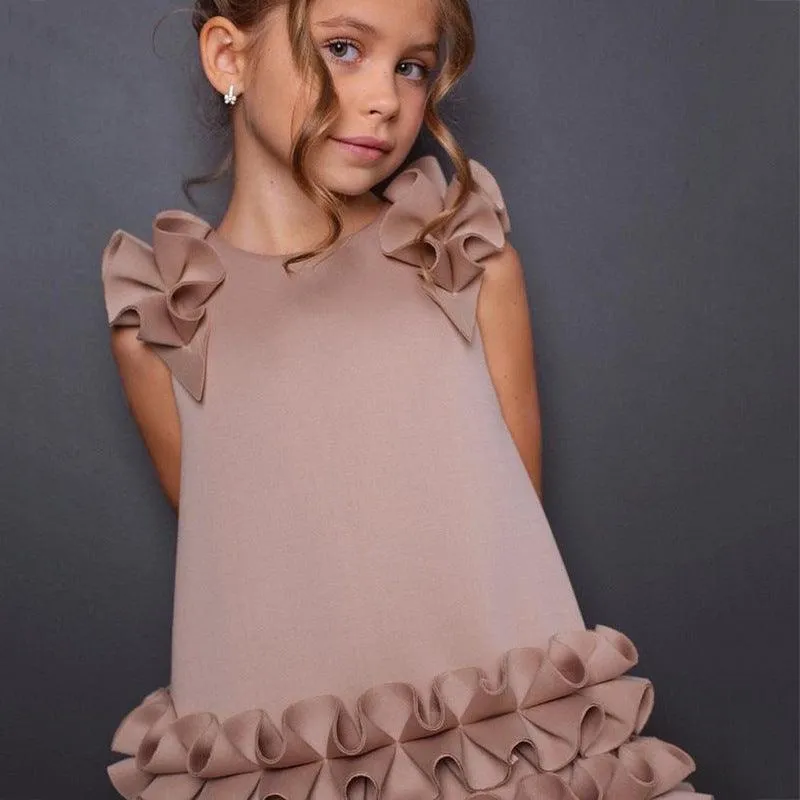 New Summer Birthday Party Girls' Princess Dress with Small Flying Sleeves Elegant and Comfortable Stage Performance Children's Evening Dress