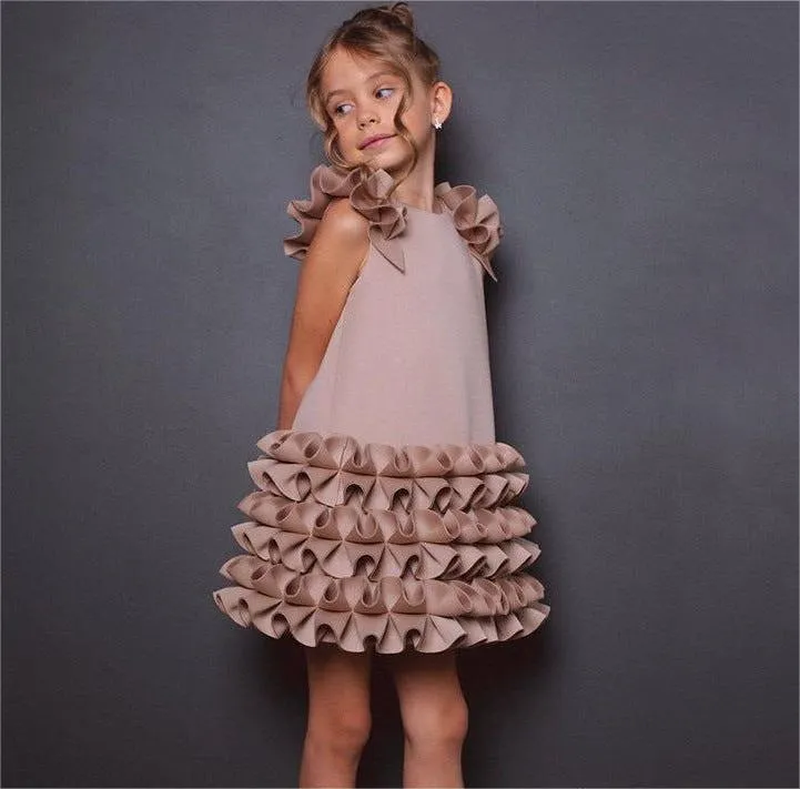 New Summer Birthday Party Girls' Princess Dress with Small Flying Sleeves Elegant and Comfortable Stage Performance Children's Evening Dress