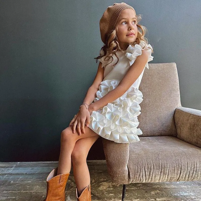 New Summer Birthday Party Girls' Princess Dress with Small Flying Sleeves Elegant and Comfortable Stage Performance Children's Evening Dress