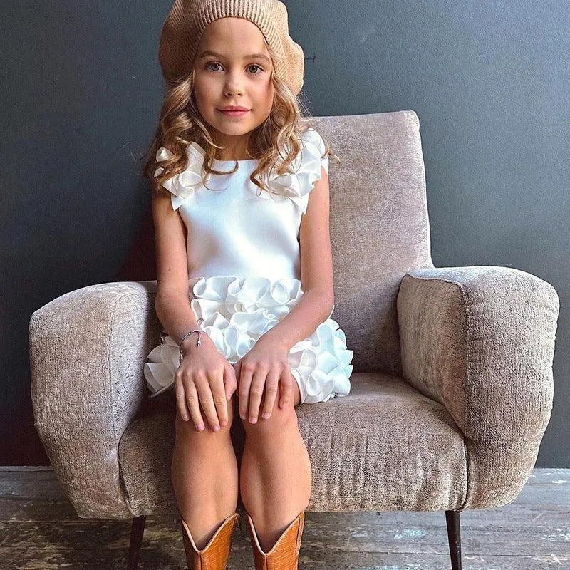 New Summer Birthday Party Girls' Princess Dress with Small Flying Sleeves Elegant and Comfortable Stage Performance Children's Evening Dress