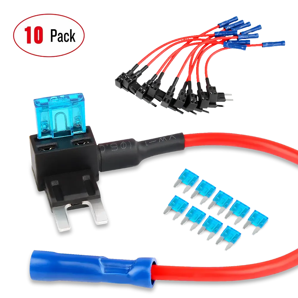 Nilight 10-Pack 12V Car Add-A-Circuit Fuse Tap Adapter Mini Atm Apm Blade Fuse Holder with 120 Pcs Mini Blade Fuse Assortment Kit (5, 7.5, 10, 15, 20, 25, 30) AMP for Cars,Trucks,Boats, 2 Yeas Warranty