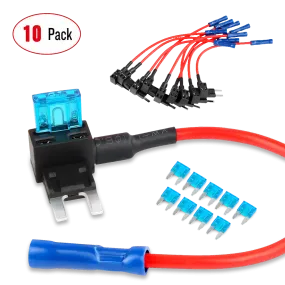 Nilight 10-Pack 12V Car Add-A-Circuit Fuse Tap Adapter Mini Atm Apm Blade Fuse Holder with 120 Pcs Mini Blade Fuse Assortment Kit (5, 7.5, 10, 15, 20, 25, 30) AMP for Cars,Trucks,Boats, 2 Yeas Warranty