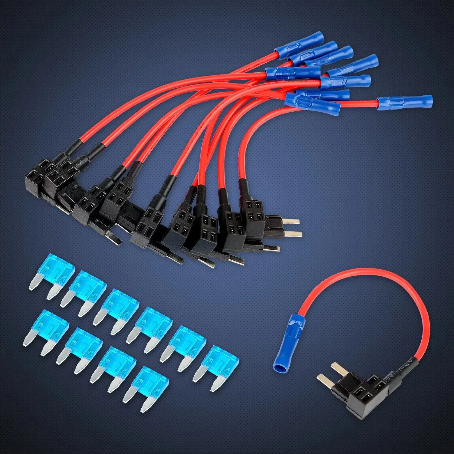 Nilight 10-Pack 12V Car Add-A-Circuit Fuse Tap Adapter Mini Atm Apm Blade Fuse Holder with 120 Pcs Mini Blade Fuse Assortment Kit (5, 7.5, 10, 15, 20, 25, 30) AMP for Cars,Trucks,Boats, 2 Yeas Warranty
