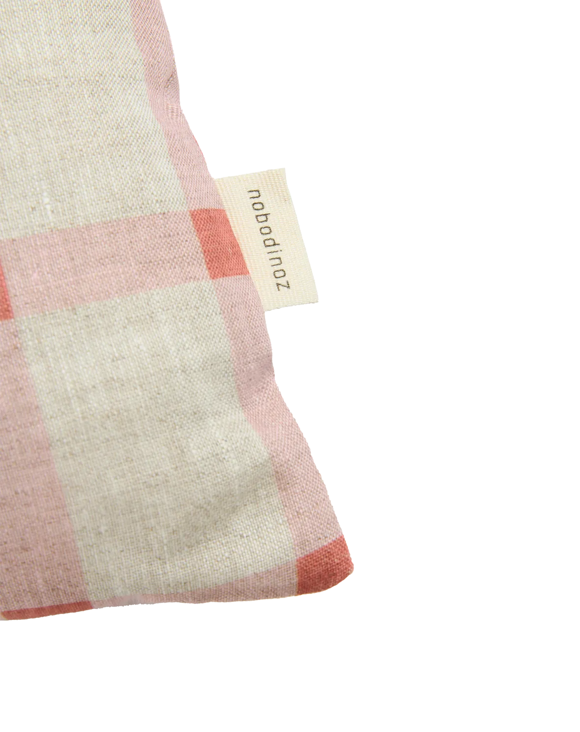 Nobodinoz Vibes Rectangular Linen Cushion - Pink Windowpane Tulips