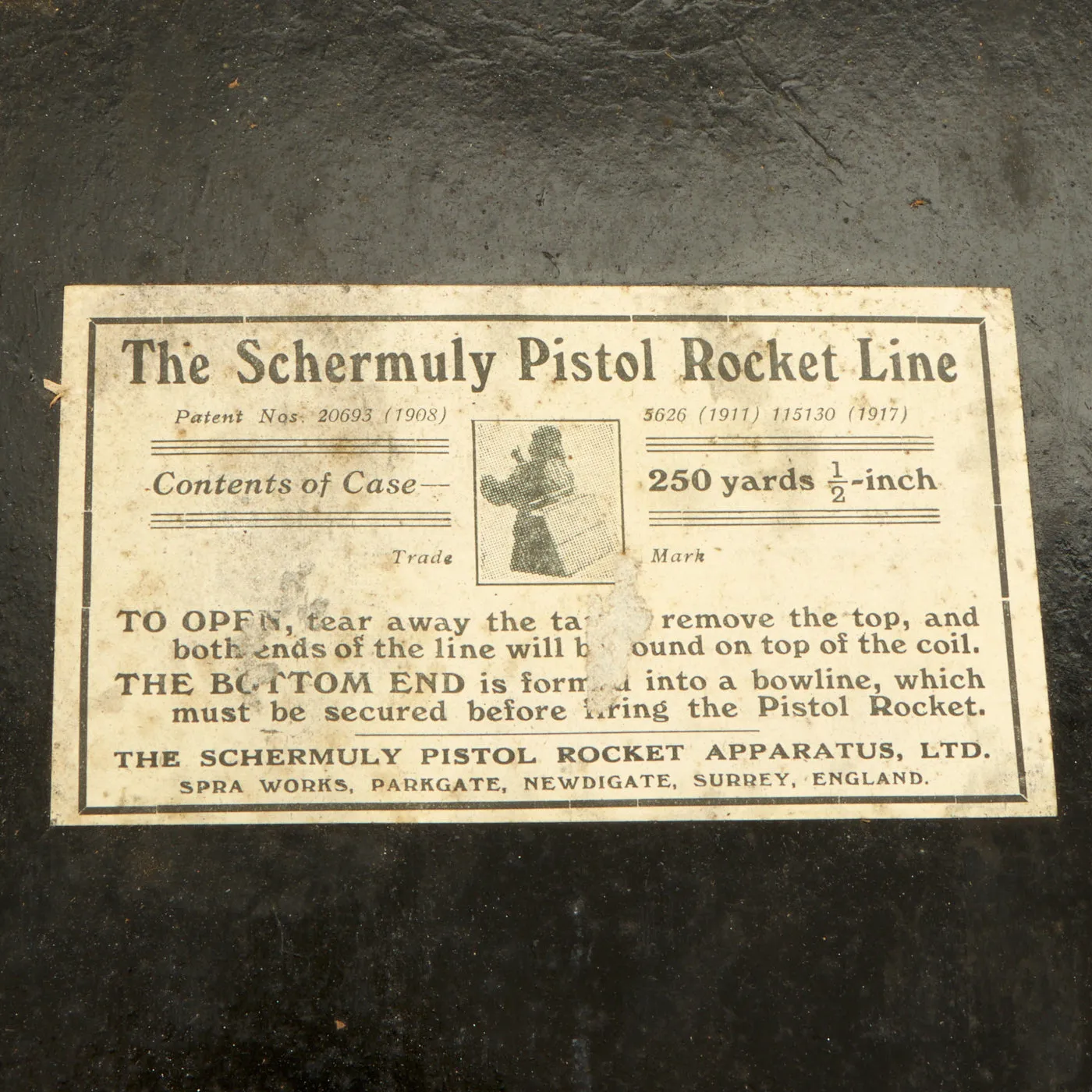 Original British Pre-WWII Schermuly Pistol Rocket Apparatus Rescue Line Thrower Set in Case - Serial No 10587