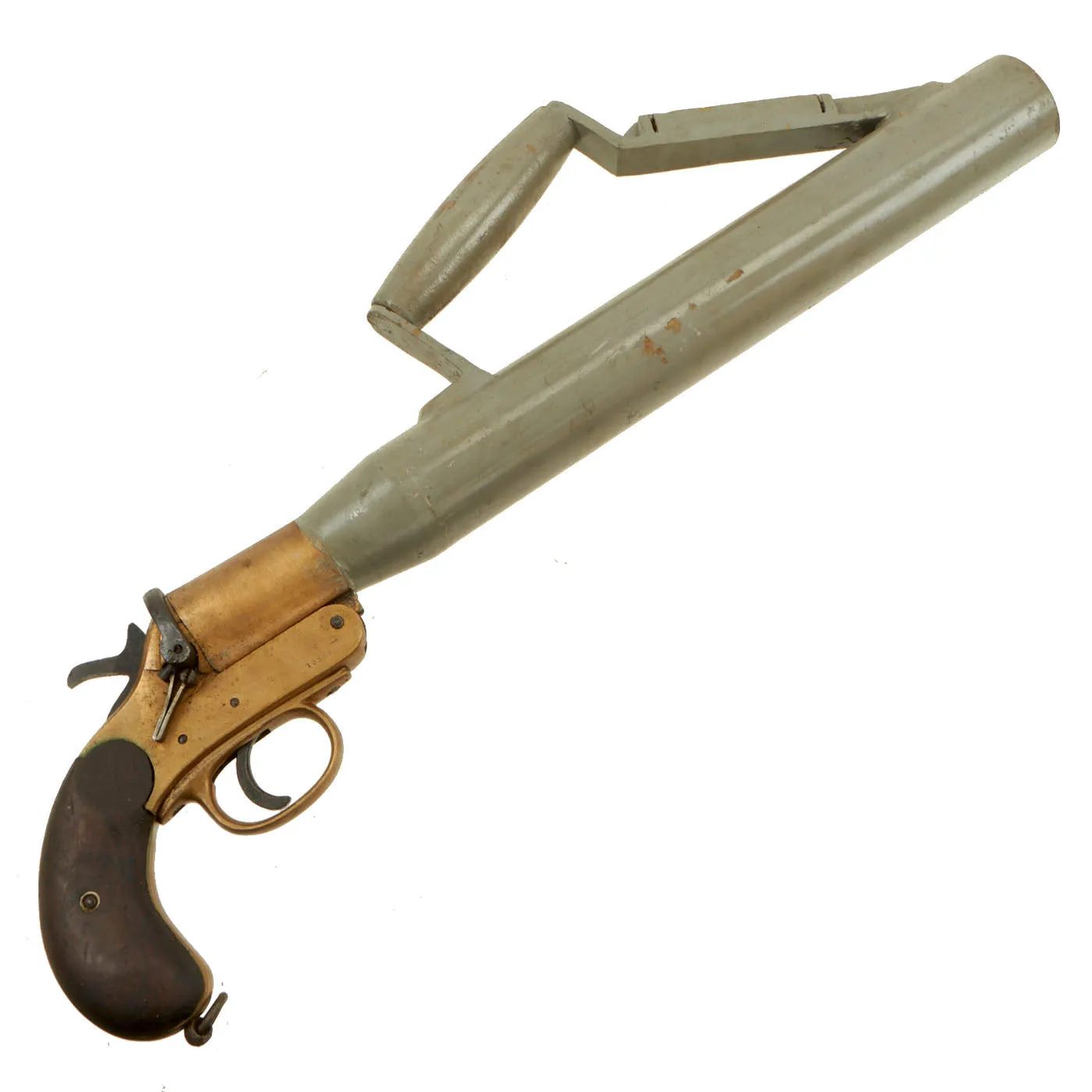 Original British Pre-WWII Schermuly Pistol Rocket Apparatus Rescue Line Thrower Set in Case - Serial No 10587