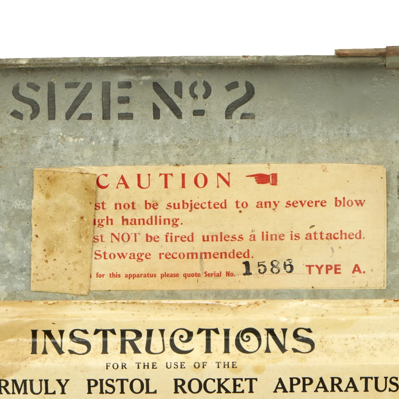 Original British Pre-WWII Schermuly Pistol Rocket Apparatus Rescue Line Thrower Set in Case - Serial No 60510