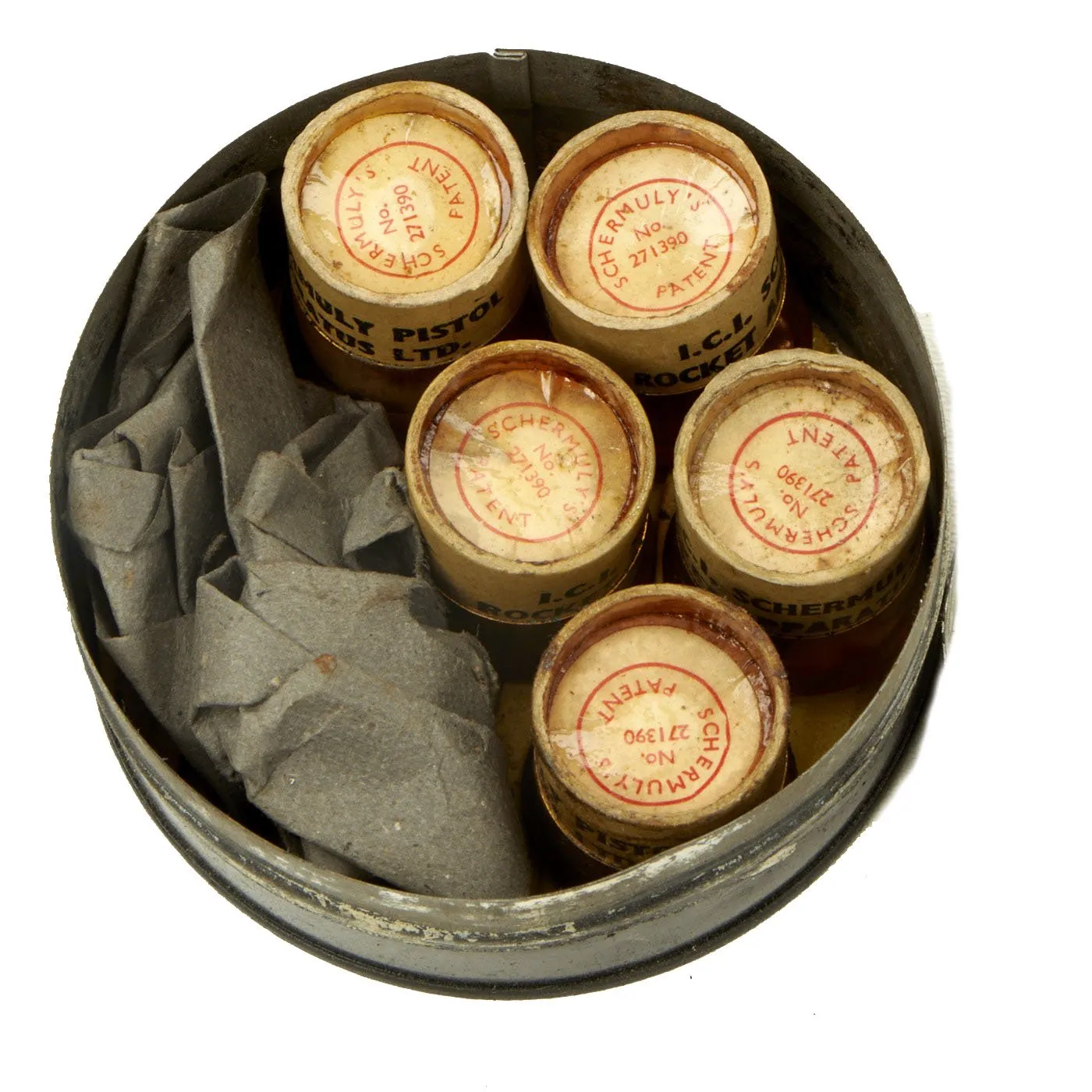 Original British Pre-WWII Schermuly Pistol Rocket Apparatus Rescue Line Thrower Set in Case - Serial No 60510