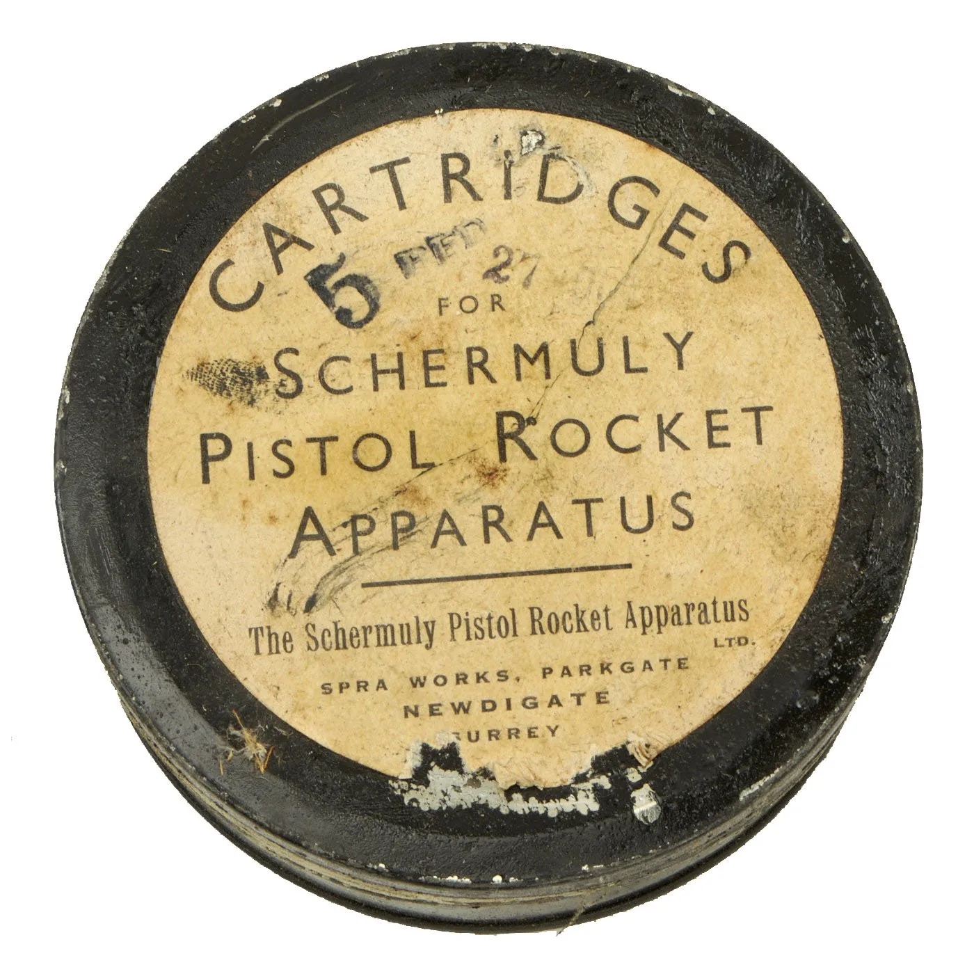 Original British Pre-WWII Schermuly Pistol Rocket Apparatus Rescue Line Thrower Set in Case - Serial No 60510
