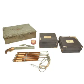 Original British Pre-WWII Schermuly Pistol Rocket Apparatus Rescue Line Thrower Set in Case - Serial No 65213