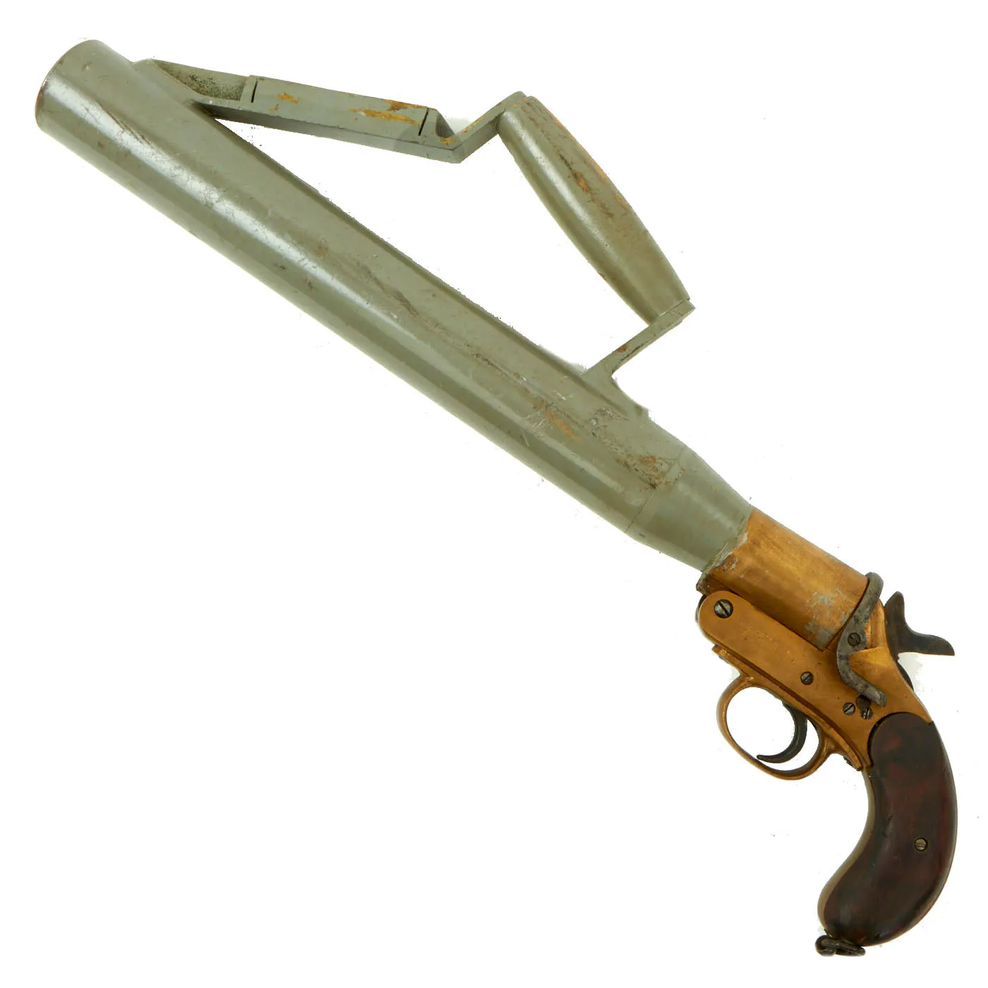 Original British Pre-WWII Schermuly Pistol Rocket Apparatus Rescue Line Thrower Set in Case - Serial No 80840