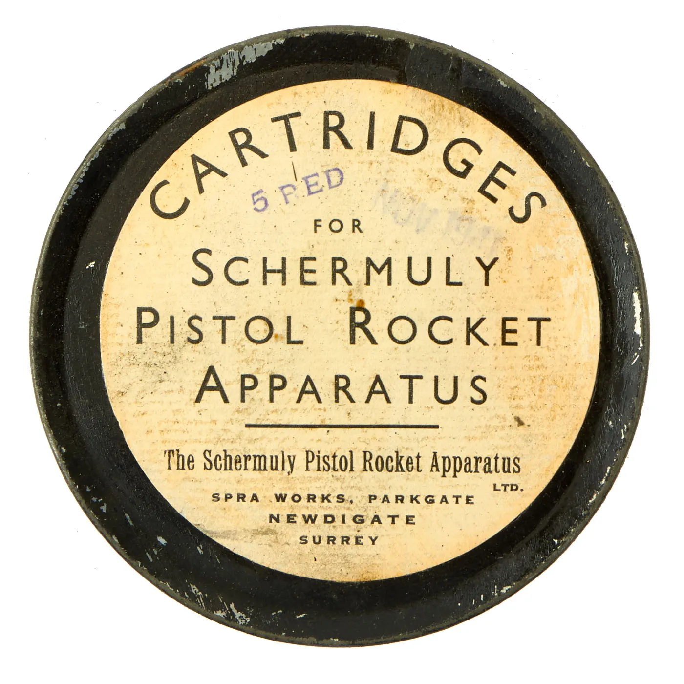 Original British Pre-WWII Schermuly Pistol Rocket Apparatus Rescue Line Thrower Set in Case - Serial No 80840