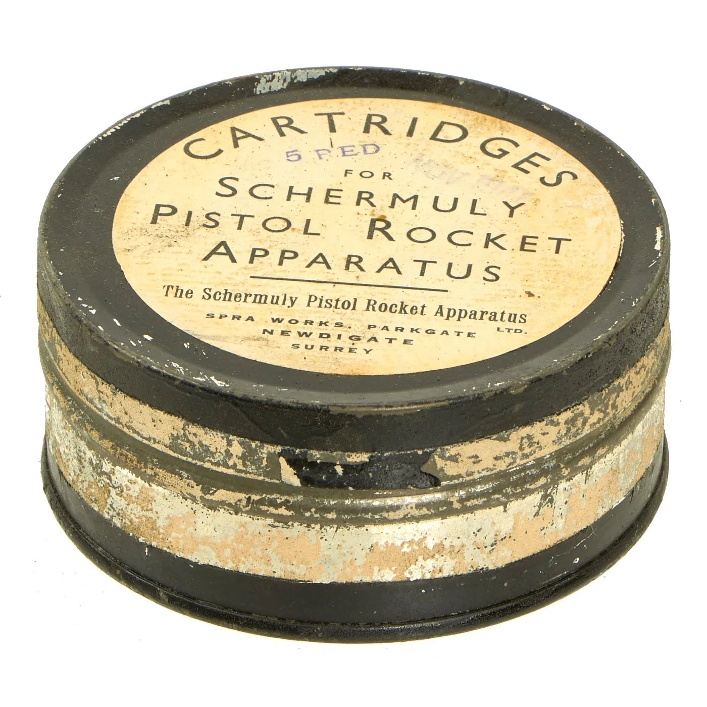 Original British Pre-WWII Schermuly Pistol Rocket Apparatus Rescue Line Thrower Set in Case - Serial No 80840
