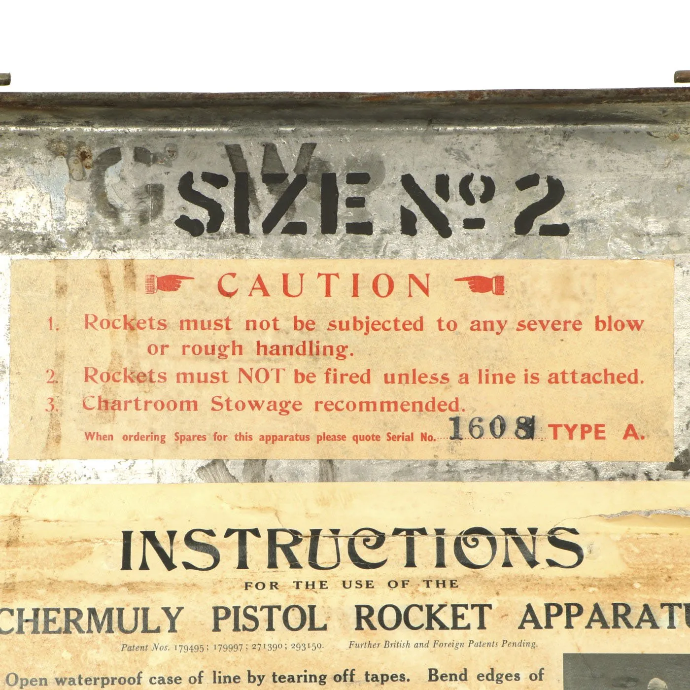 Original British Pre-WWII Schermuly Pistol Rocket Apparatus Rescue Line Thrower Set in Case