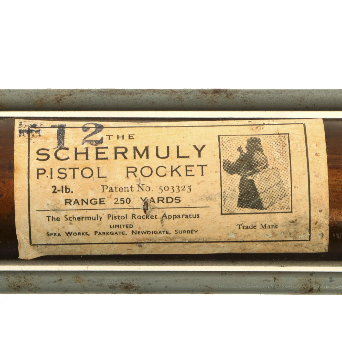 Original British Pre-WWII Schermuly Pistol Rocket Apparatus Rescue Line Thrower Set in Case