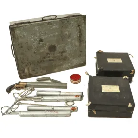 Original British WWII Era Schermuly Pistol Rocket Apparatus Rescue Line Thrower Set in Case