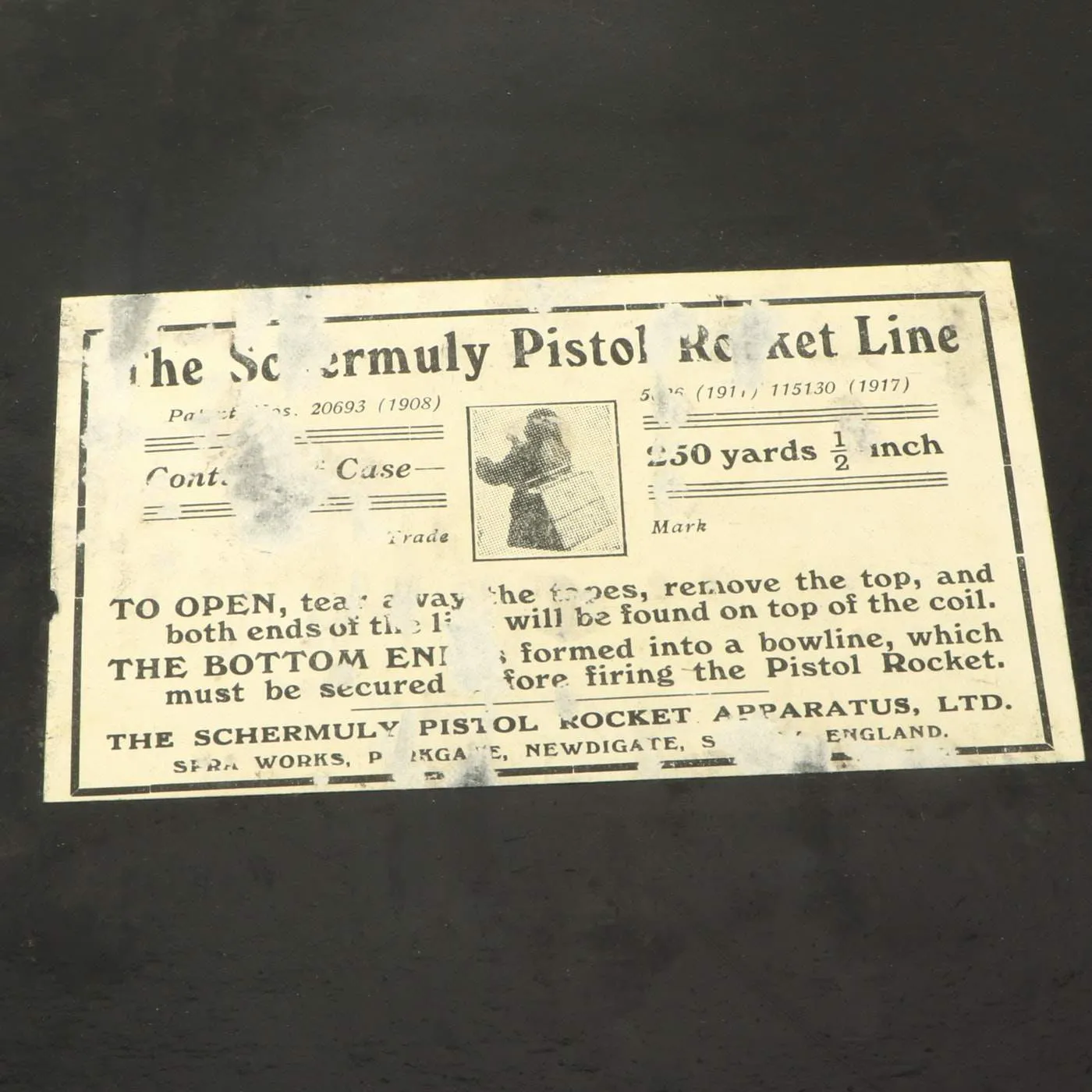 Original British WWII Era Schermuly Pistol Rocket Apparatus Rescue Line Thrower Set in Case