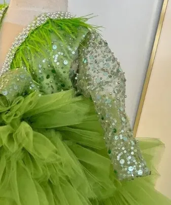 Party stage performance evening dress baby first birthday sequin tail girl dress