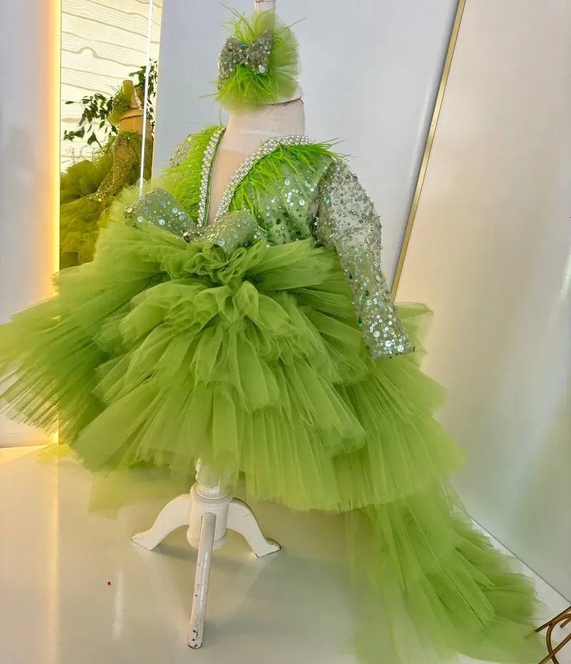 Party stage performance evening dress baby first birthday sequin tail girl dress