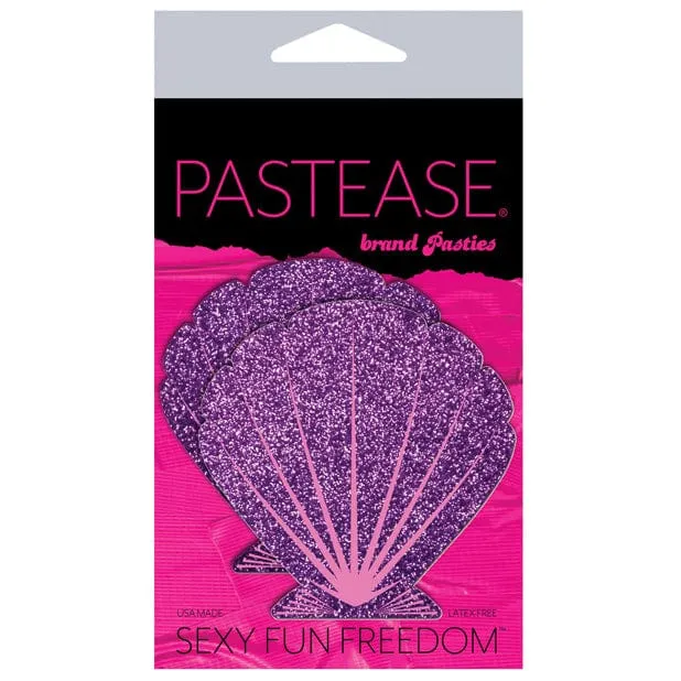 Pastease - Premium Mermaid Glitter Seashell Pasties Nipple Covers O/S (Purple/Pink)