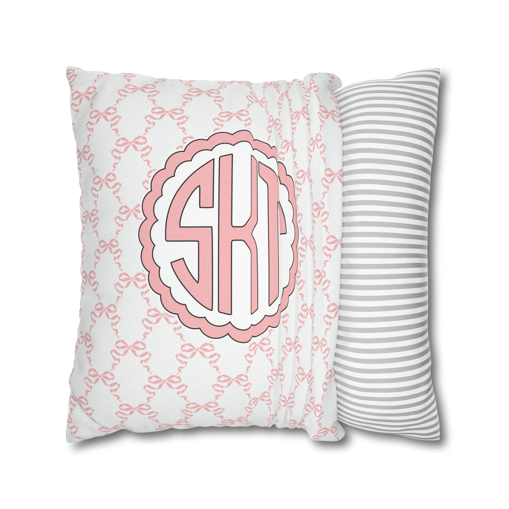 Pink Mongrammed Coquette Decorative Pillow
