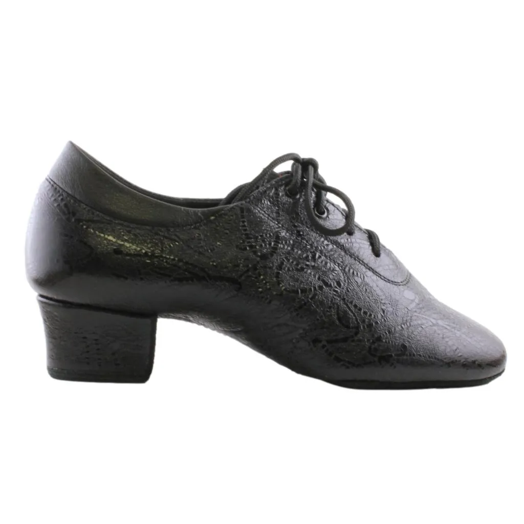 Black Leather Practice Dance Shoes, 1205N Flexi, Pattern Splash Design
