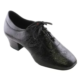 Black Leather Practice Dance Shoes, 1205N Flexi, Pattern Splash Design