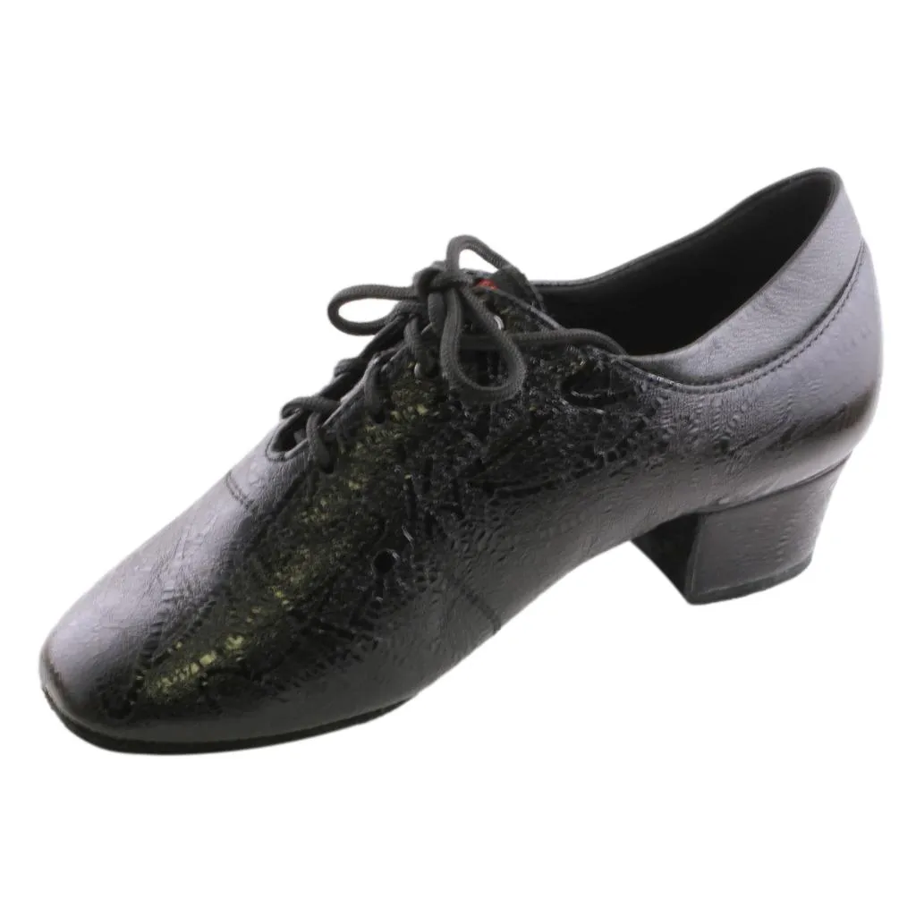 Black Leather Practice Dance Shoes, 1205N Flexi, Pattern Splash Design