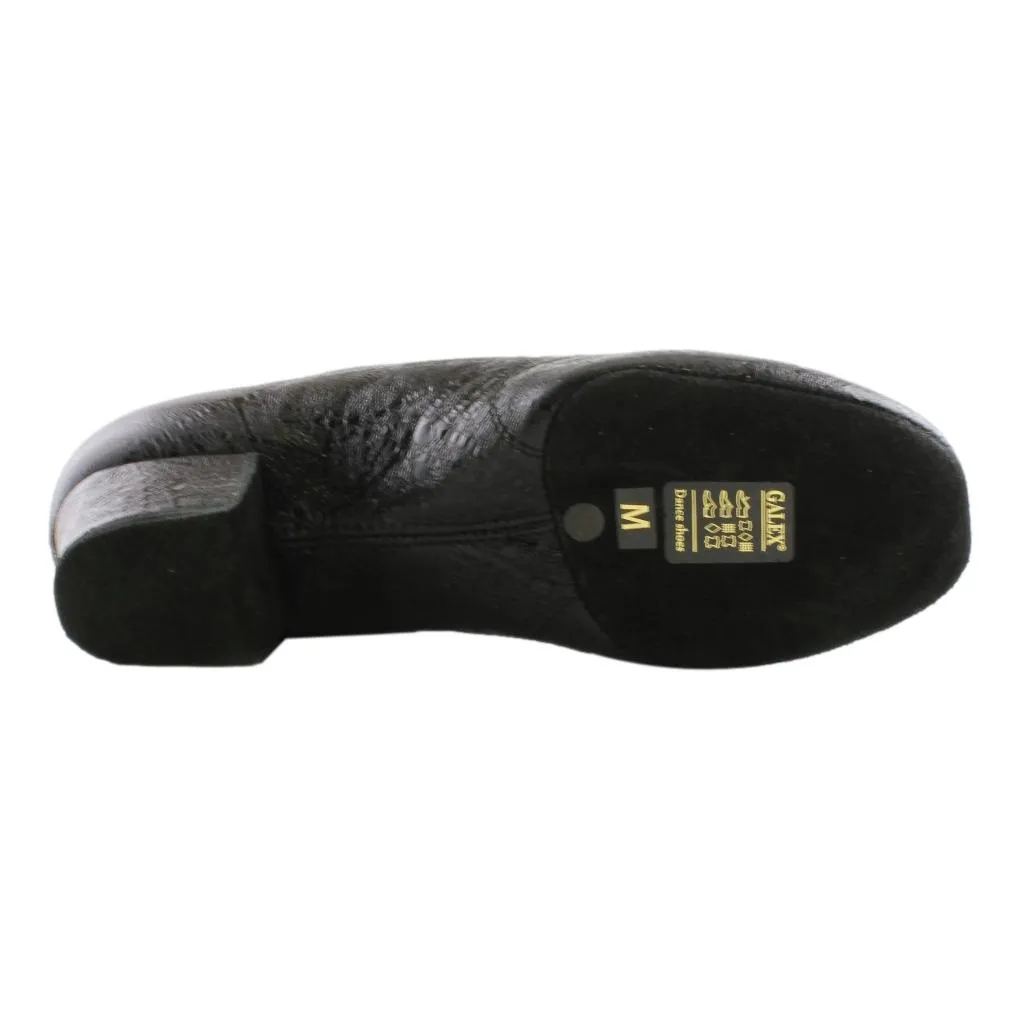 Black Leather Practice Dance Shoes, 1205N Flexi, Pattern Splash Design