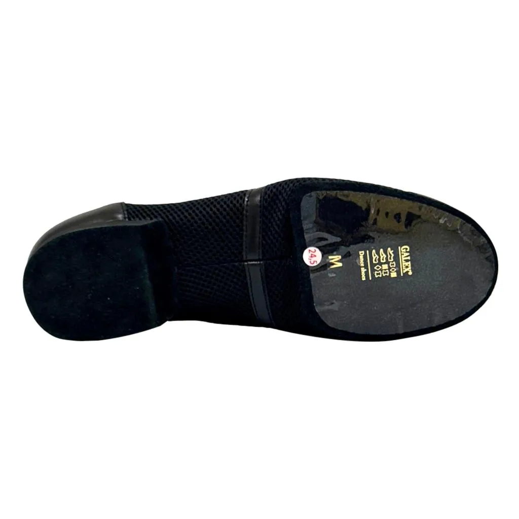 Practice Dance Shoes, Michelle, Black Mesh and Leather, Heel - 2cm, Black Sole