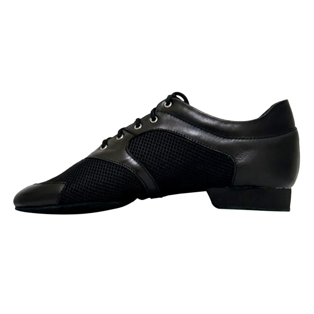 Practice Dance Shoes, Michelle, Black Mesh and Leather, Heel - 2cm, Black Sole