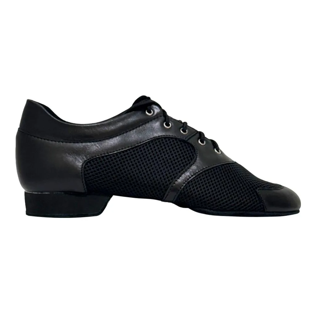 Practice Dance Shoes, Michelle, Black Mesh and Leather, Heel - 2cm, Black Sole