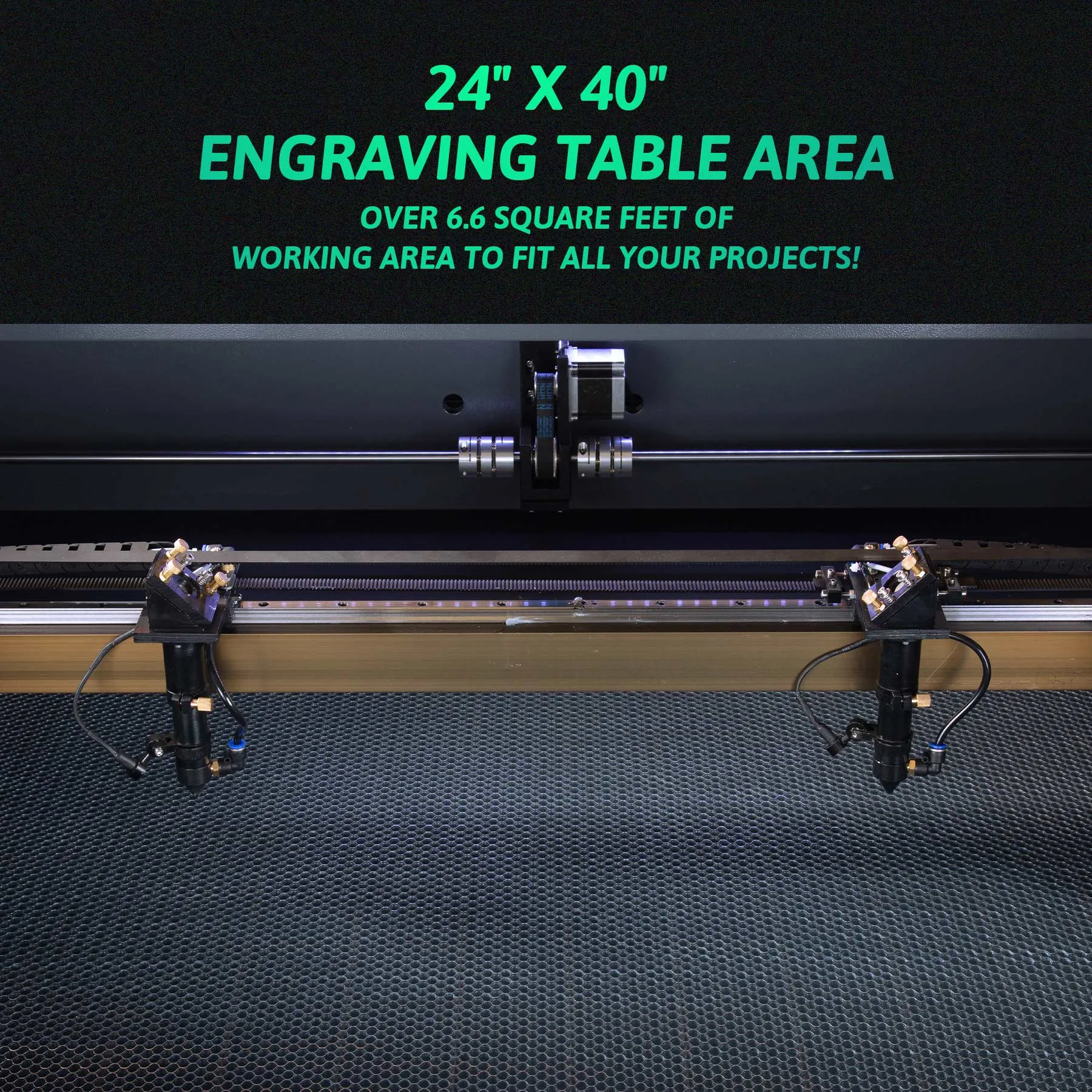Pre-Owned ZF2440-80 -  80W CO2 Dual Laser Engraver Cutting Machine with 24” x 40” Working Area, Dual Laser Tubes and Laser Heads