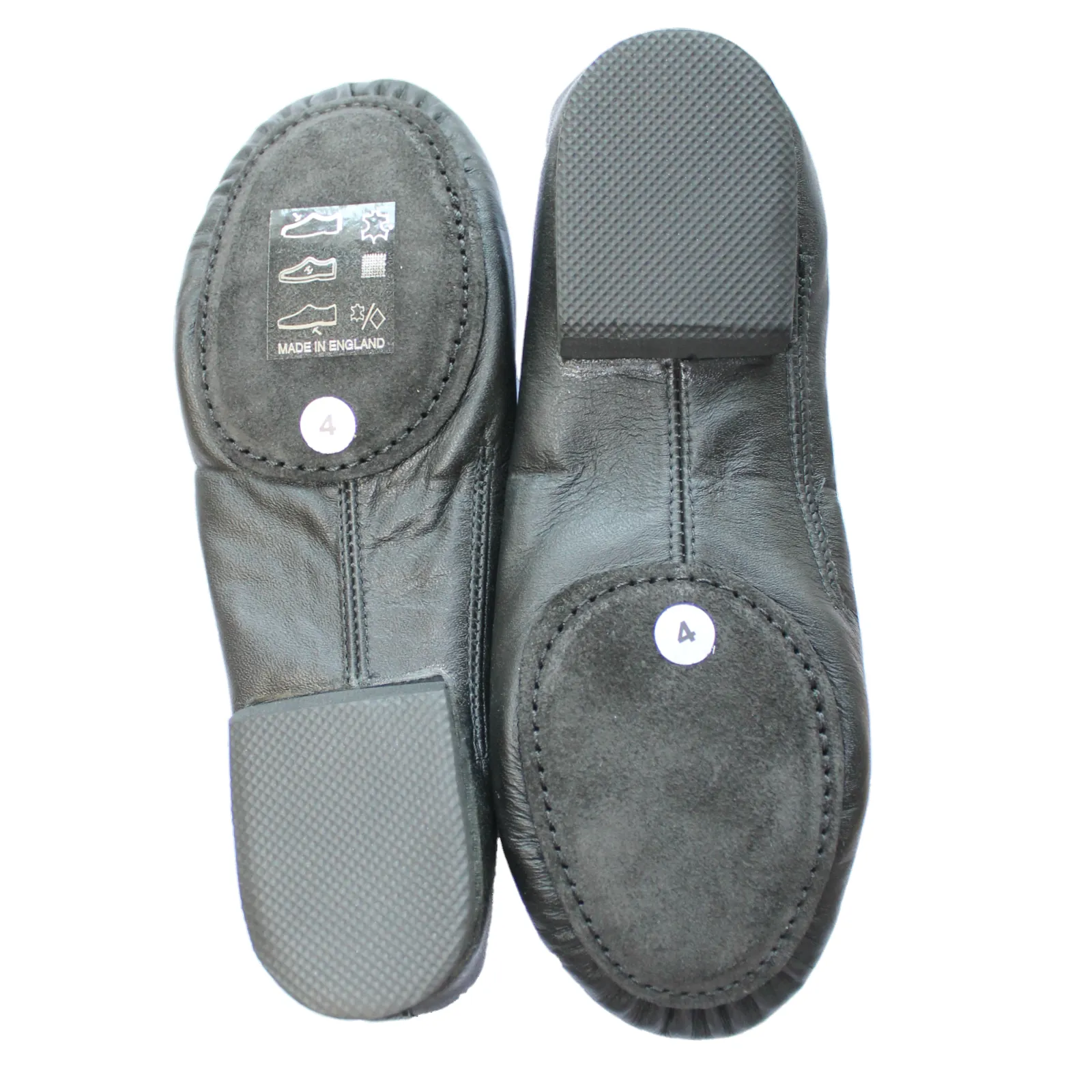 SALE - BJ/2S - BLACK SPLIT SOLE JAZZ SHOE WITH SUEDE FRONT AND RUBBER HEEL