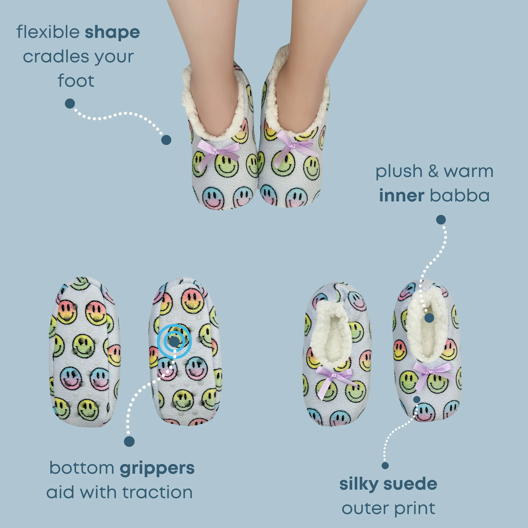 Tie Dye Smiley Faces Fuzzy Babba® Slipper Socks