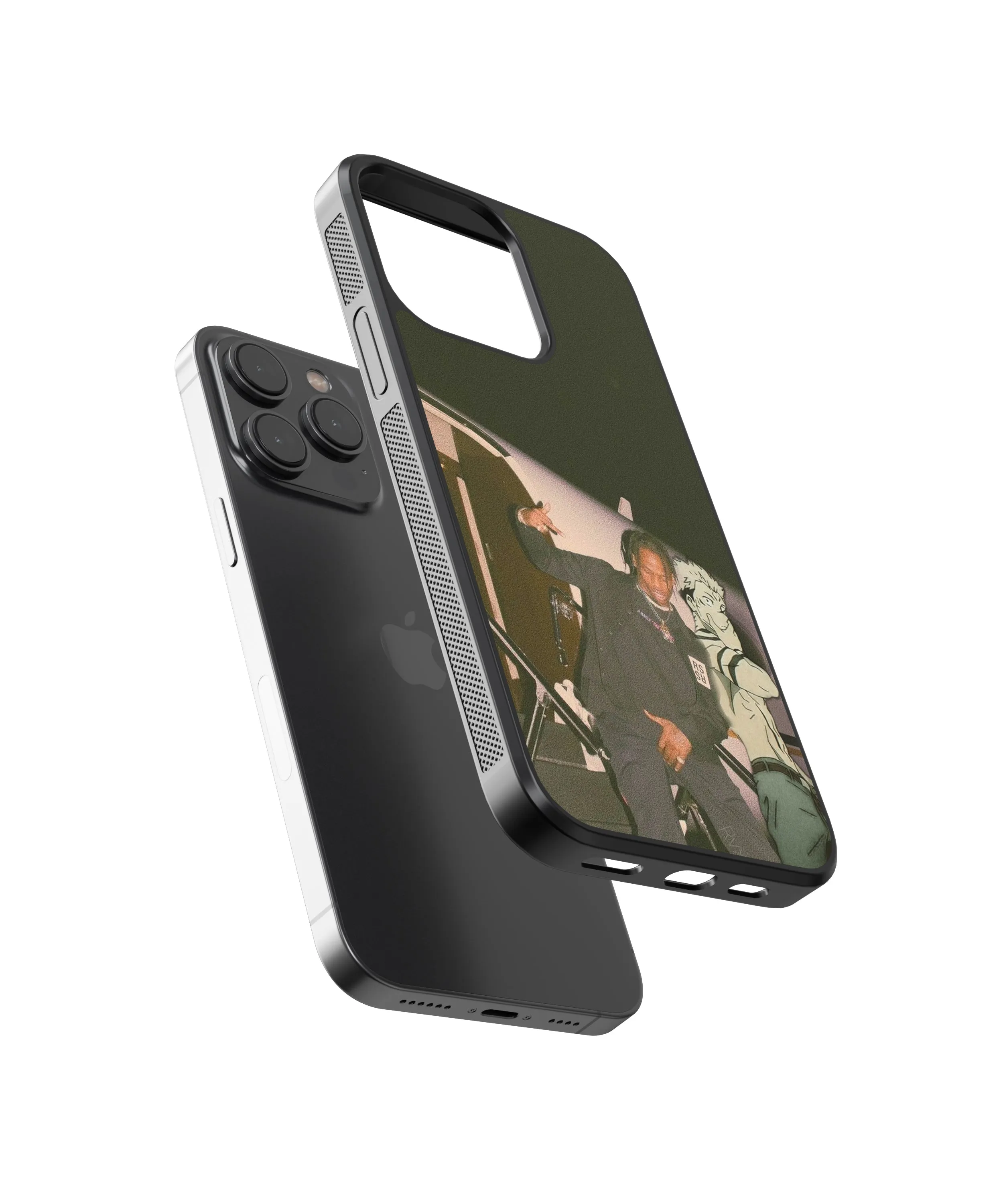 Travis Scott & Sukuna Anime Glass Phone Case Cover